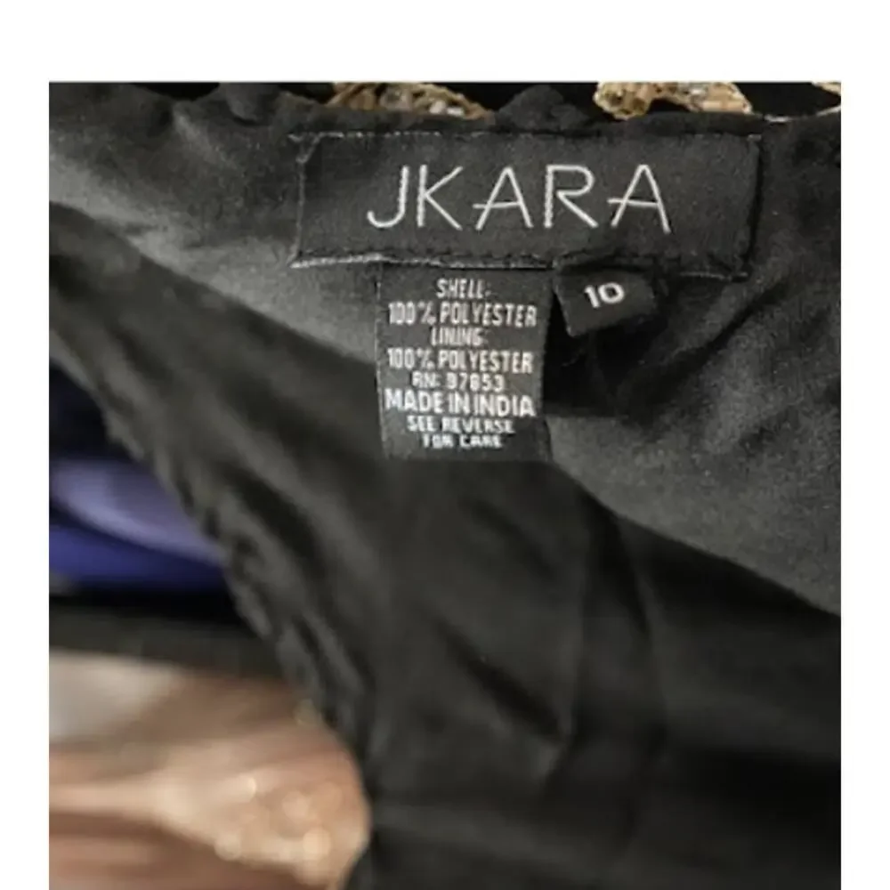 JKARA Evening Gown Dress Women Size 10 Black Champagne Beaded Formal Elegant - Picture 5 of 5